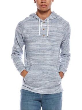 Vince Striped Pullover Henley Knit Hoodie MSRP $275